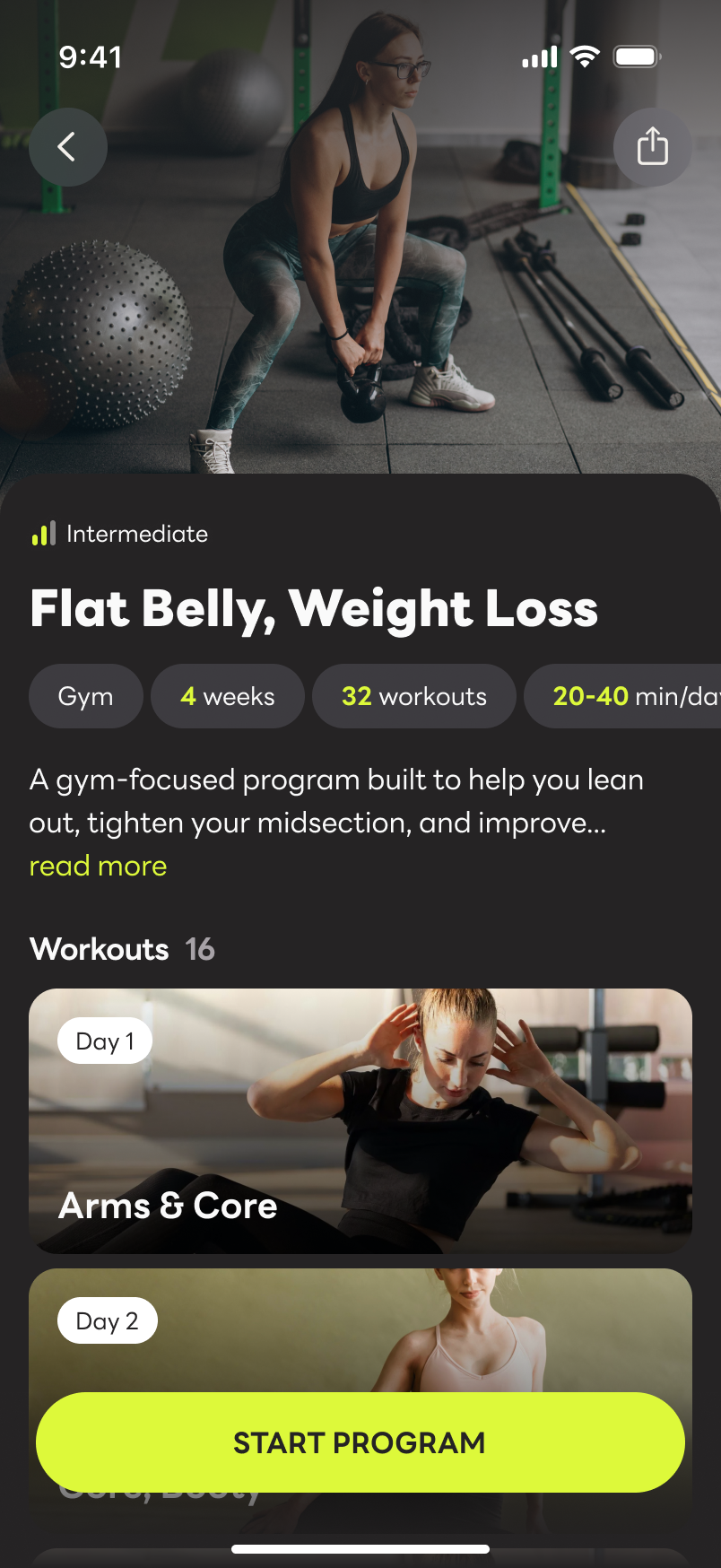 ProgrezPro workout programs screen