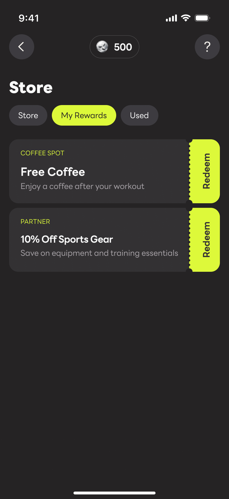 ProgrezPro rewards marketplace screen